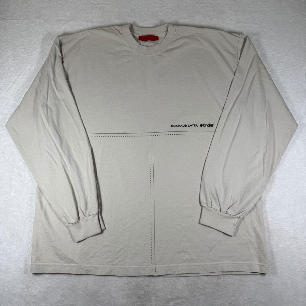 Eckhaus Latta x Tinder Available Long Sleeve Graphic T-Shirt Beige XL 9900